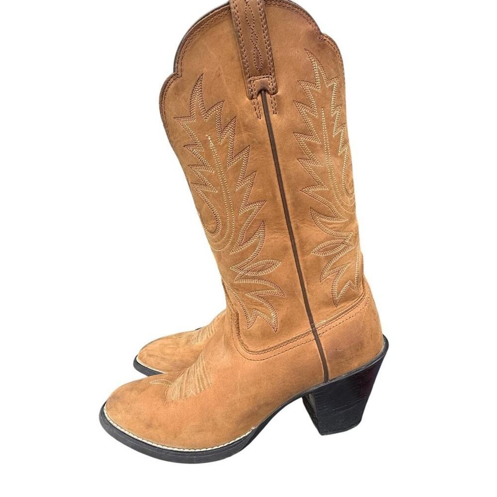 Ariat Heritage R Toe Cowboy Boot Brown Leather High Heel Women size 7